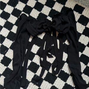 Tigermist black milkmaid crop top